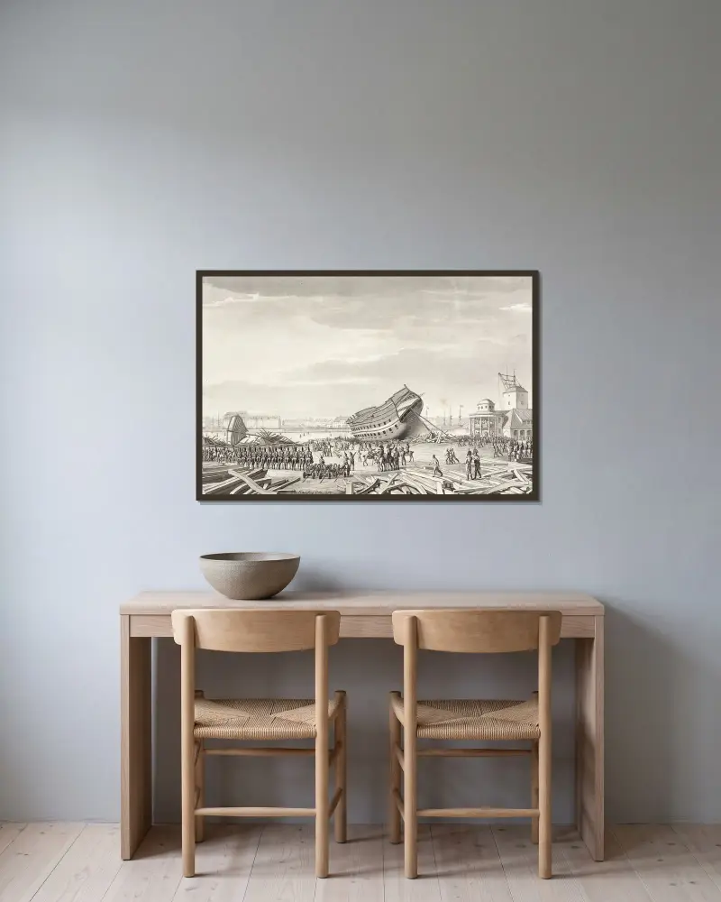 Engelsmännens sista bedrift i Köpenhamn av Christoffer Wilhelm Eckersberg inramad på en vägg