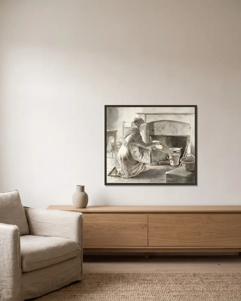 Mat lagas. Eckersbergs värdinna i Paris av Christoffer Wilhelm Eckersberg inramad på en vägg