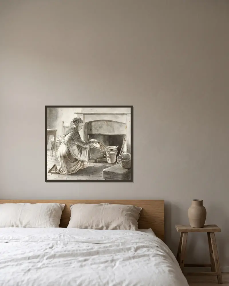 Mat lagas. Eckersbergs värdinna i Paris av Christoffer Wilhelm Eckersberg inramad på en vägg