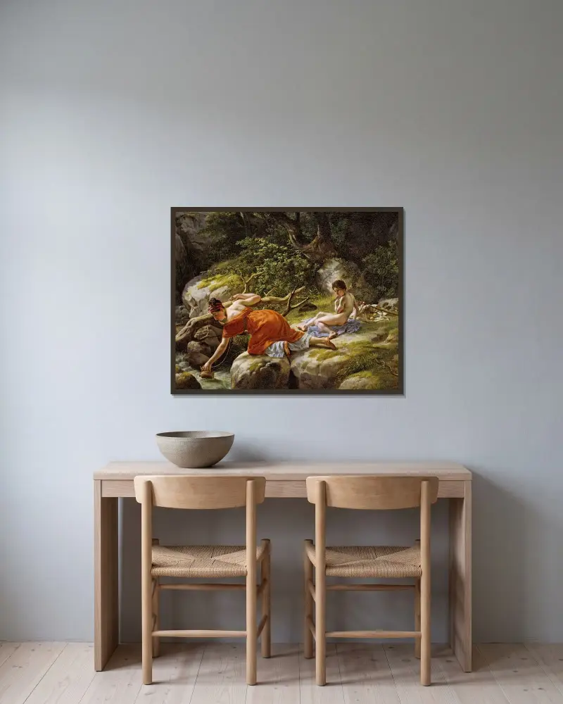 Hagar och Ismael i öknen av Christoffer Wilhelm Eckersberg inramad på en vägg