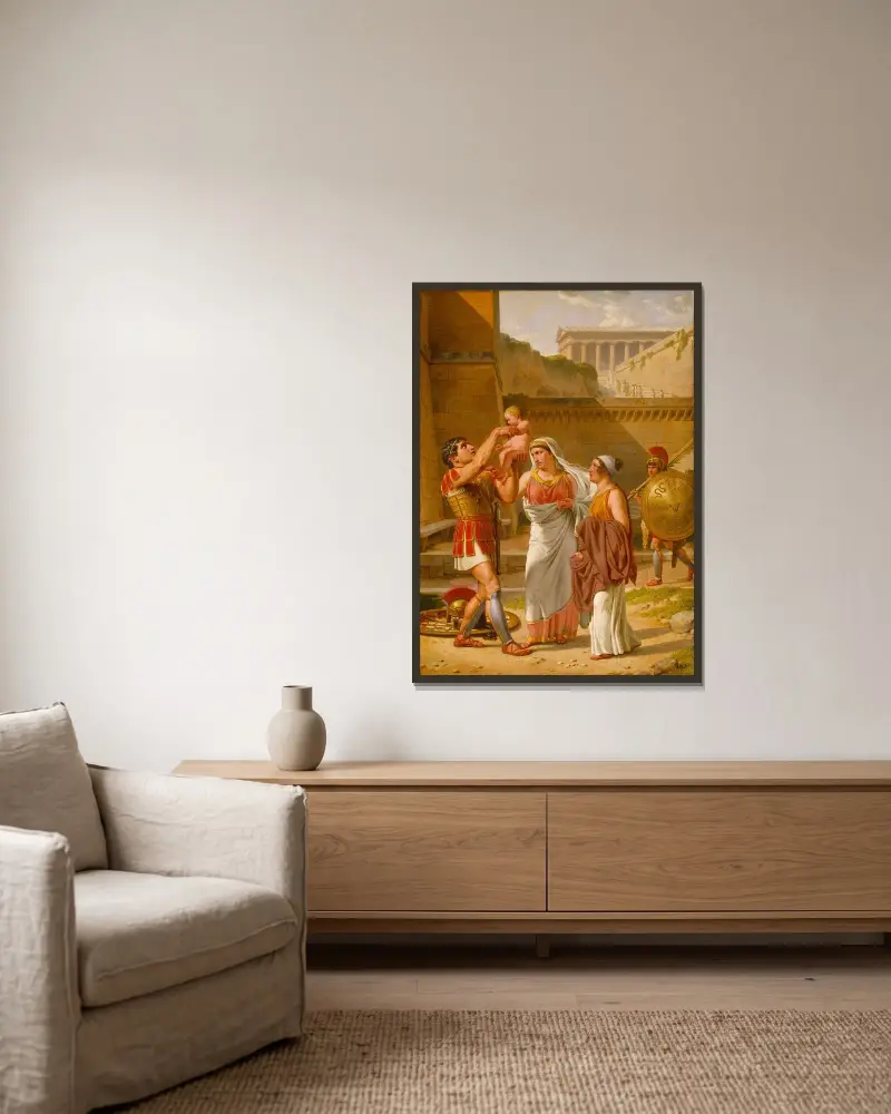 Hektors avsked till Andromache av Christoffer Wilhelm Eckersberg inramad på en vägg