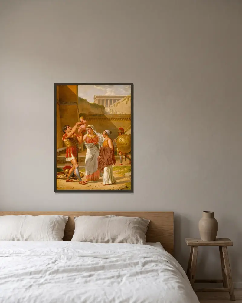 Hektors avsked till Andromache av Christoffer Wilhelm Eckersberg inramad på en vägg