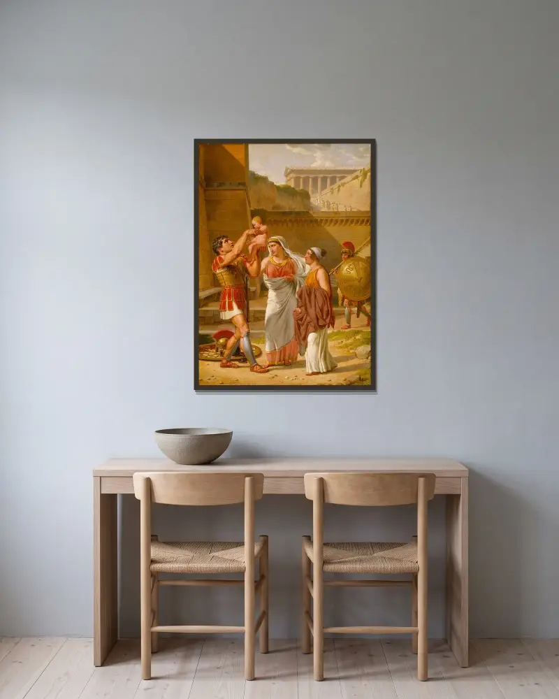 Hektors avsked till Andromache av Christoffer Wilhelm Eckersberg inramad på en vägg
