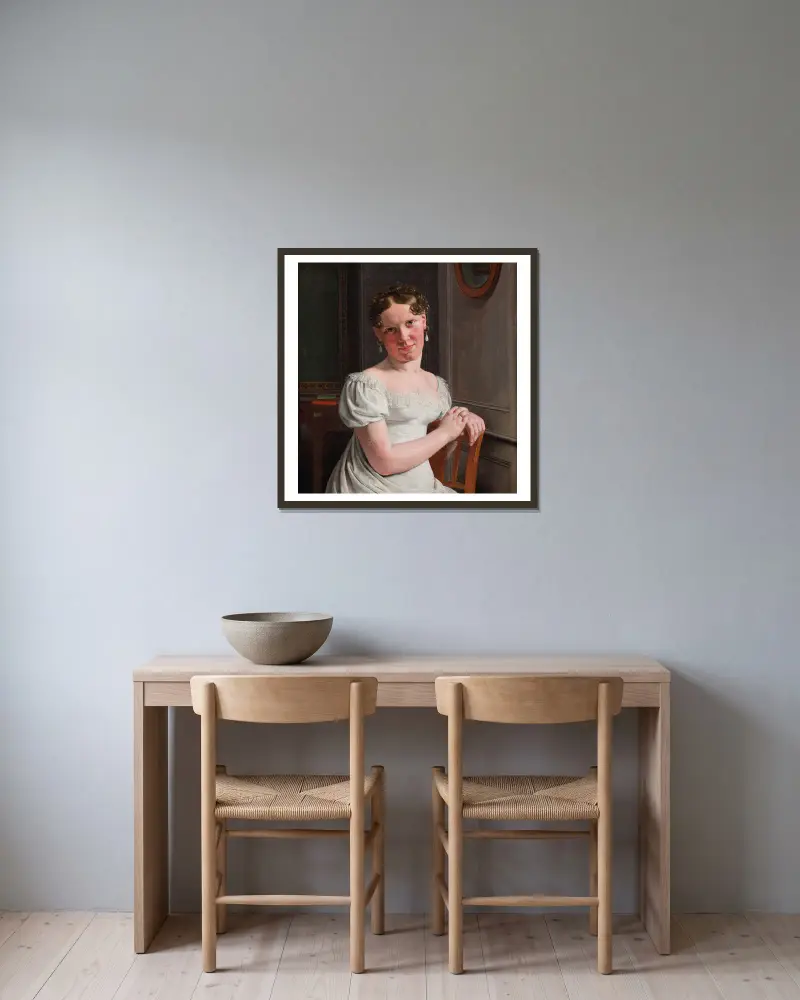 Julie Eckersberg, née Juel, the Artist’s Second Wife av Christoffer Wilhelm Eckersberg inramad på en vägg