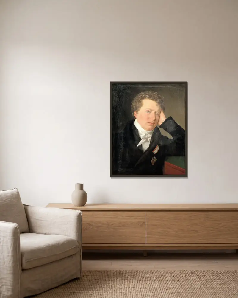 Juristen og statsmanden Anders Sandøe Ørsted av Christoffer Wilhelm Eckersberg inramad på en vägg