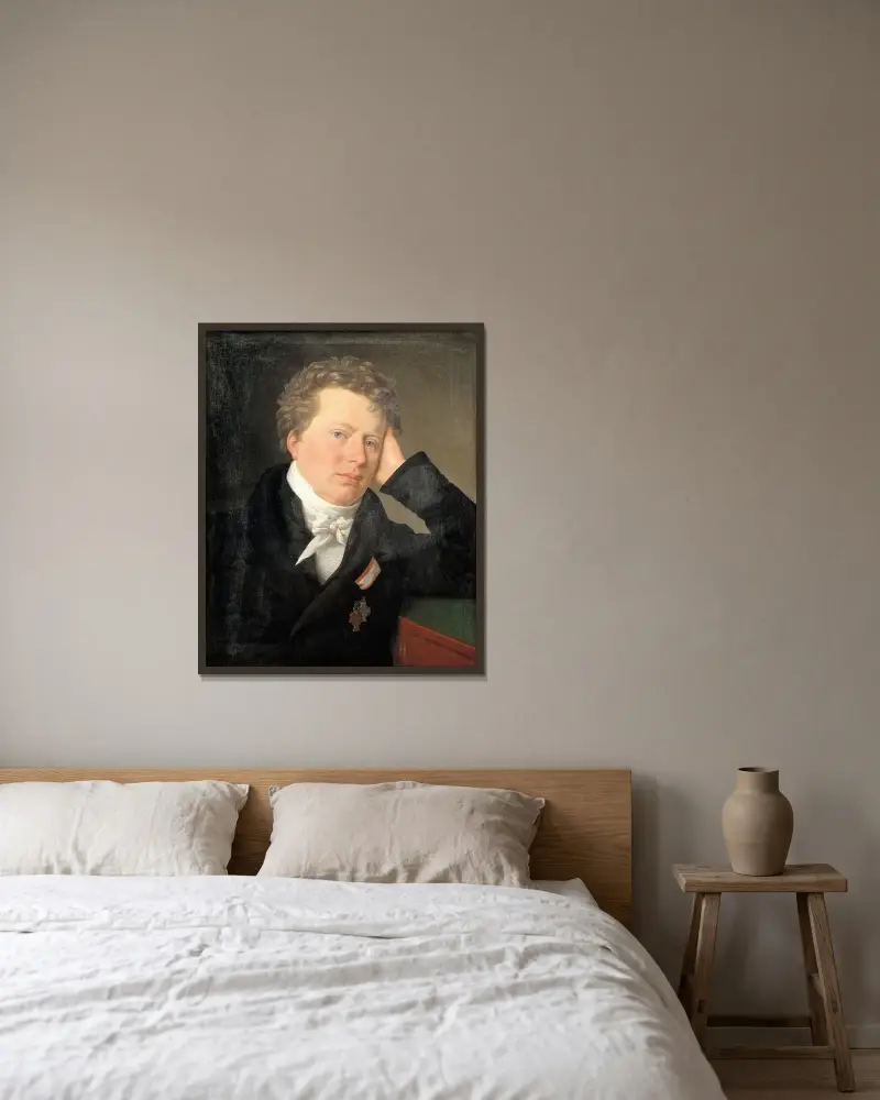 Juristen og statsmanden Anders Sandøe Ørsted av Christoffer Wilhelm Eckersberg inramad på en vägg