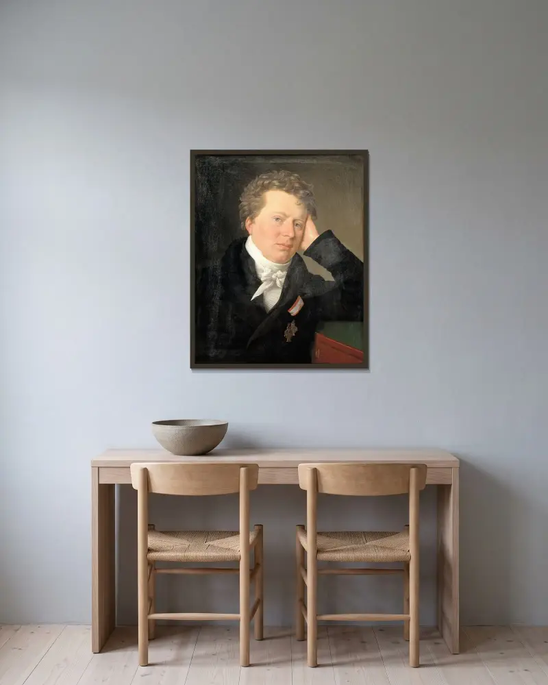 Juristen og statsmanden Anders Sandøe Ørsted av Christoffer Wilhelm Eckersberg inramad på en vägg