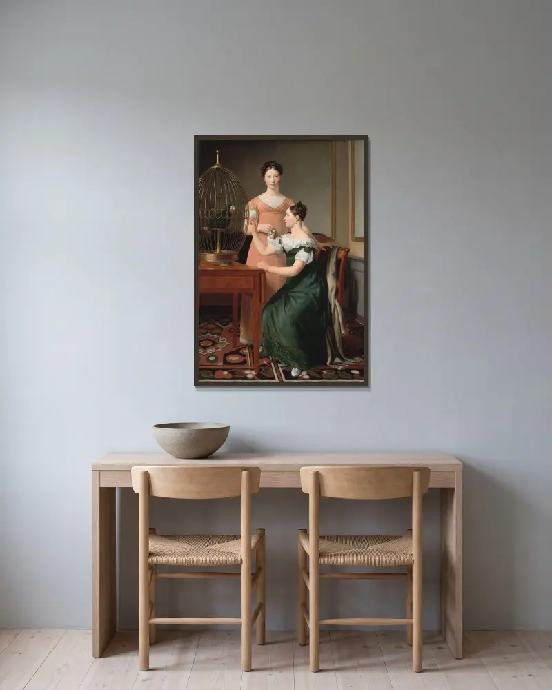 Mendel Levin Nathansons äldre döttrar, Bella och Hanna av Christoffer Wilhelm Eckersberg inramad på en vägg