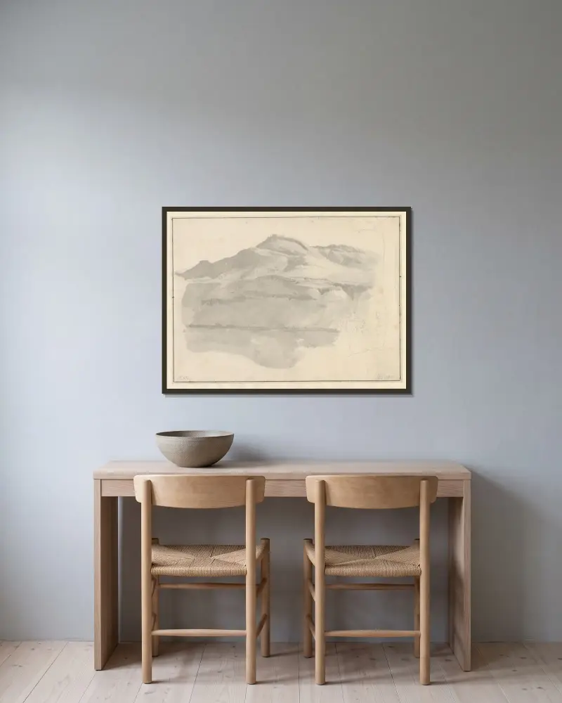 Vy vid Albanersjön av Christoffer Wilhelm Eckersberg inramad på en vägg