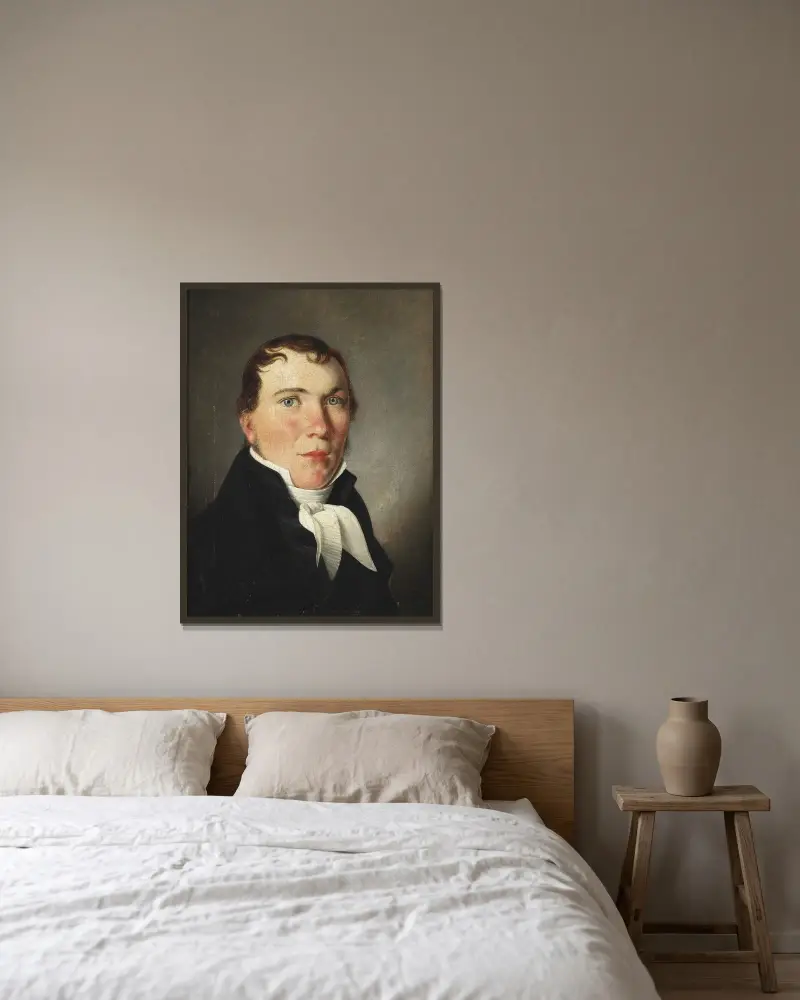 Porträtt av köpman Ipsen av Christoffer Wilhelm Eckersberg inramad på en vägg