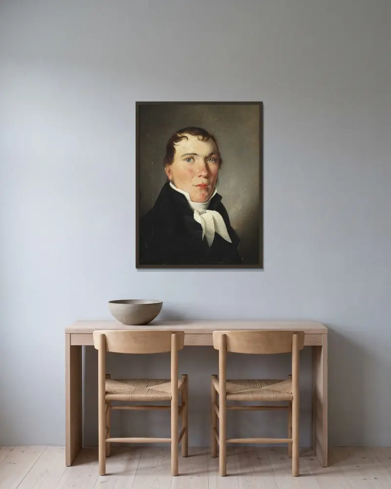Porträtt av köpman Ipsen av Christoffer Wilhelm Eckersberg inramad på en vägg