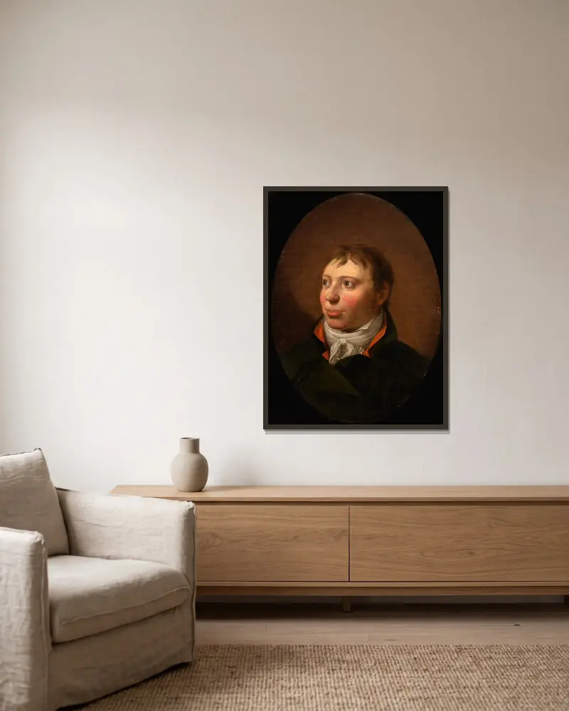 Portrait of a Man av Christoffer Wilhelm Eckersberg inramad på en vägg