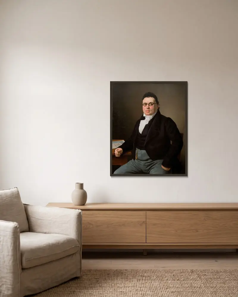 Porträtt av köpmannen Joseph Raphael av Christoffer Wilhelm Eckersberg inramad på en vägg