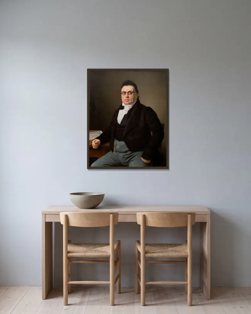Porträtt av köpmannen Joseph Raphael av Christoffer Wilhelm Eckersberg inramad på en vägg