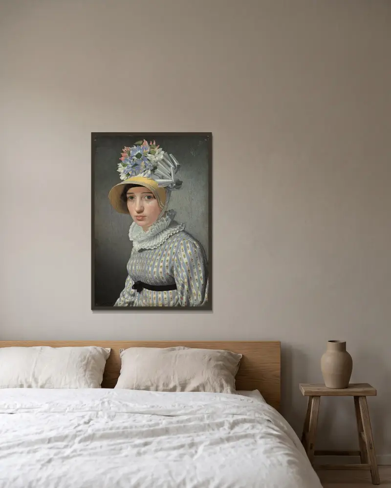 Porträt des Modells Maddalena oder Anna Maria Uhden von Christoffer Wilhelm Eckersberg gerahmt an einer Wand