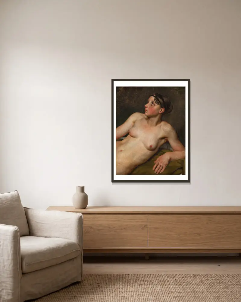 Reclining Female Nude av Christoffer Wilhelm Eckersberg inramad på en vägg