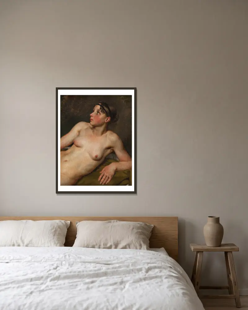 Reclining Female Nude av Christoffer Wilhelm Eckersberg inramad på en vägg