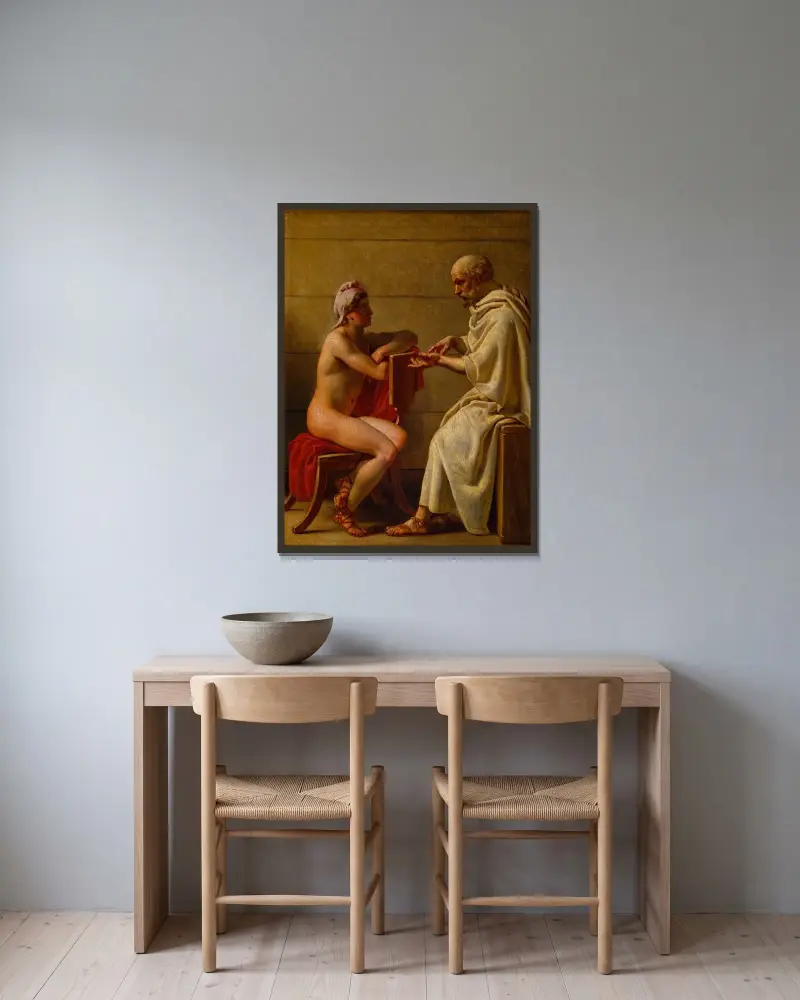 Sokrates och Alkibiades av Christoffer Wilhelm Eckersberg inramad på en vägg