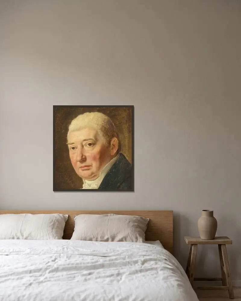 Studie till porträtt av köpman Schmidt av Christoffer Wilhelm Eckersberg inramad på en vägg