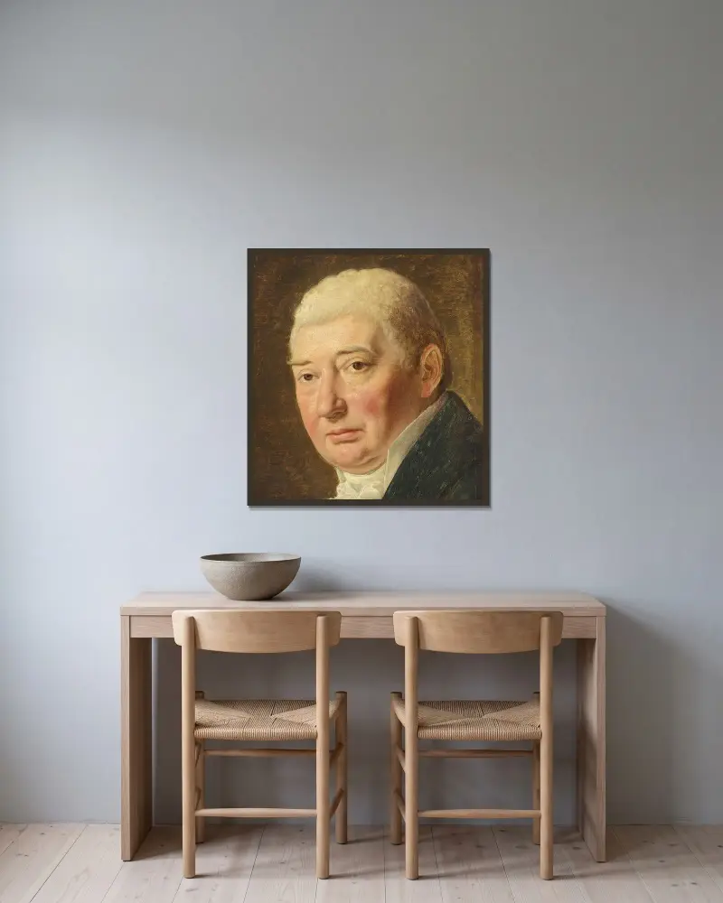 Studie till porträtt av köpman Schmidt av Christoffer Wilhelm Eckersberg inramad på en vägg