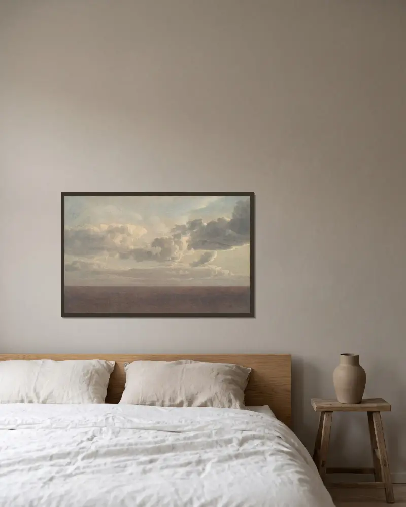 Studie av moln över havet av Christoffer Wilhelm Eckersberg inramad på en vägg