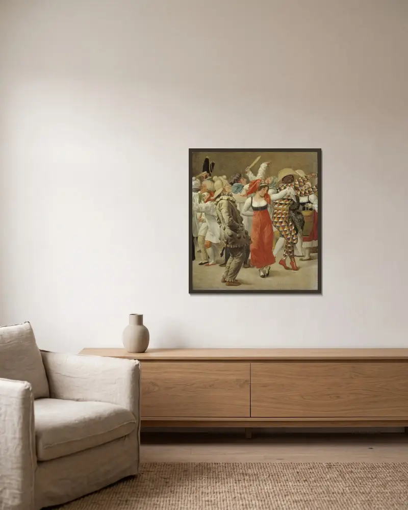 Karnevalen i Rom. Fragment av Christoffer Wilhelm Eckersberg inramad på en vägg