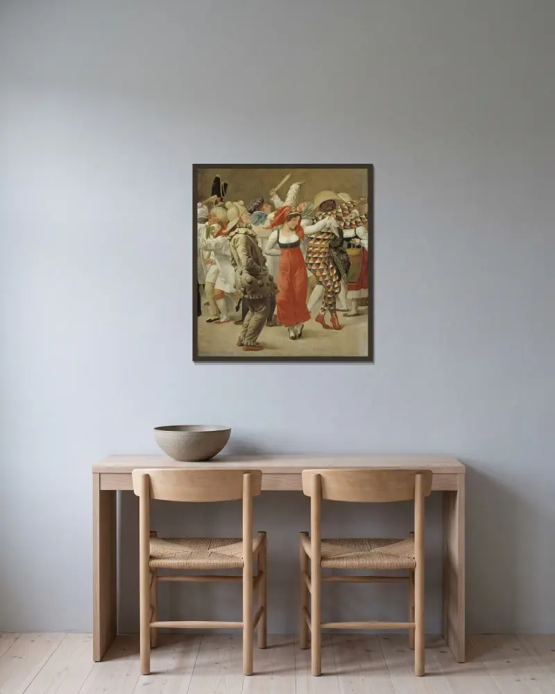 Karnevalen i Rom. Fragment av Christoffer Wilhelm Eckersberg inramad på en vägg