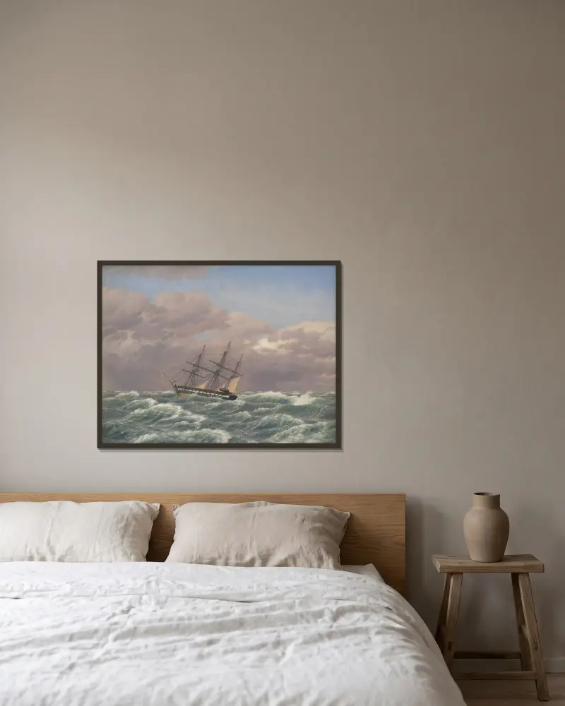 The Corvette ‘Galathea’ in a Storm in the North Sea av Christoffer Wilhelm Eckersberg inramad på en vägg
