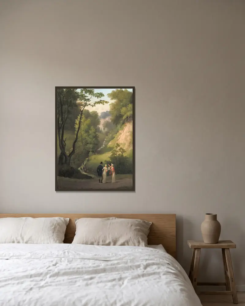 Djävulsklyftan vid Liselund. Ön Møn av Christoffer Wilhelm Eckersberg inramad på en vägg