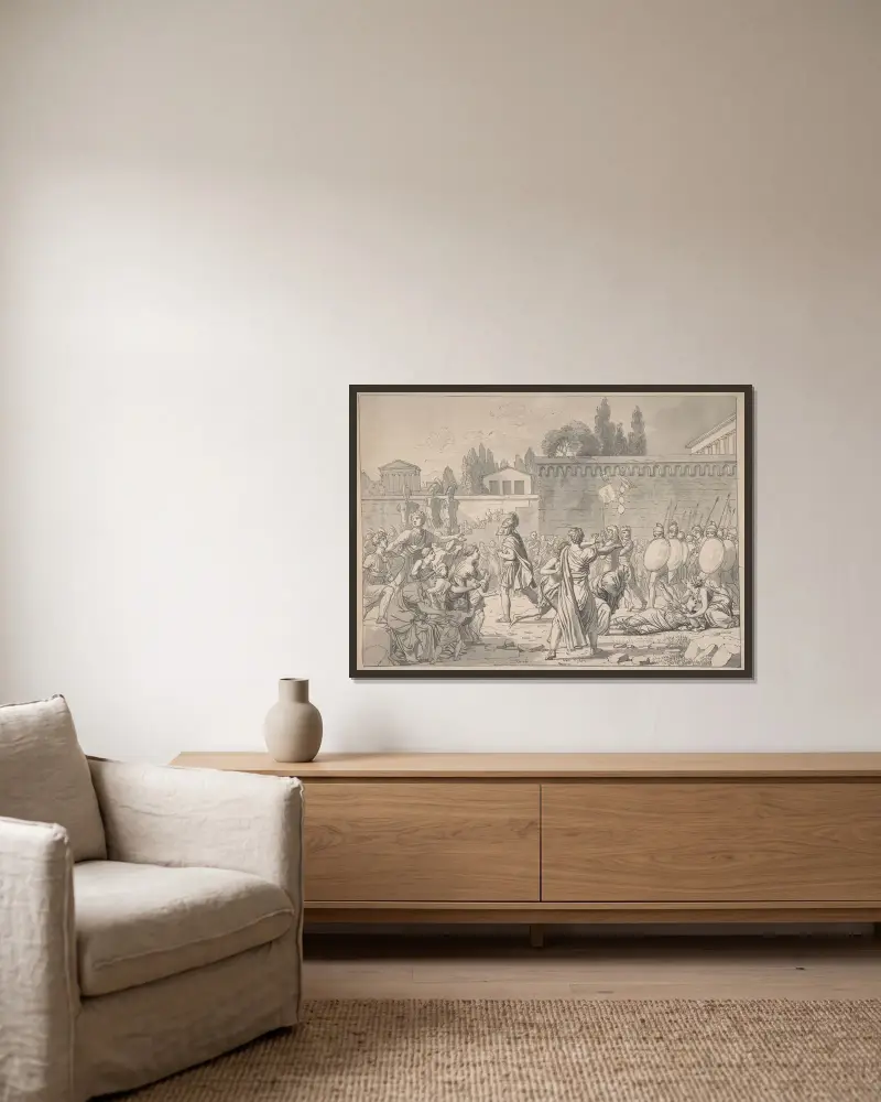 Den överlevande horatiern av Christoffer Wilhelm Eckersberg inramad på en vägg
