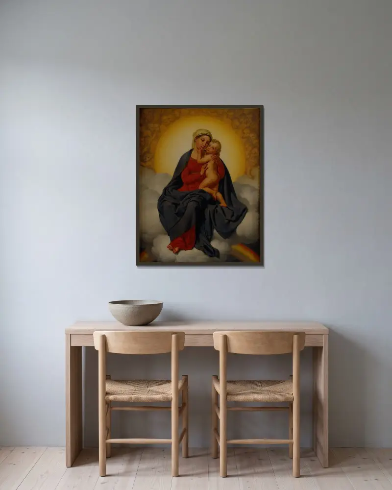 Jungfrun och barnet av Christoffer Wilhelm Eckersberg inramad på en vägg