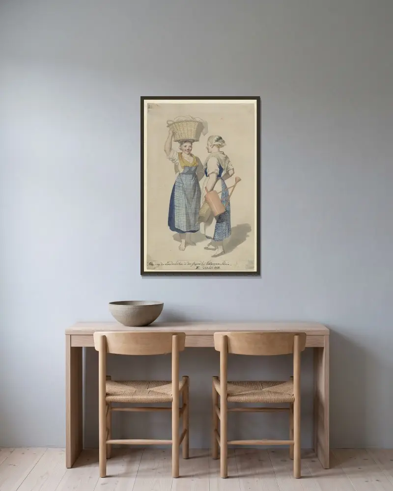 Två flickor från trakten vid Koblenz av Christoffer Wilhelm Eckersberg inramad på en vägg