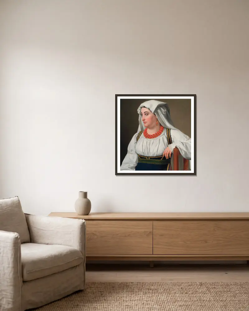 Una Ciociara, Portrait of a Roman Country Girl av Christoffer Wilhelm Eckersberg inramad på en vägg