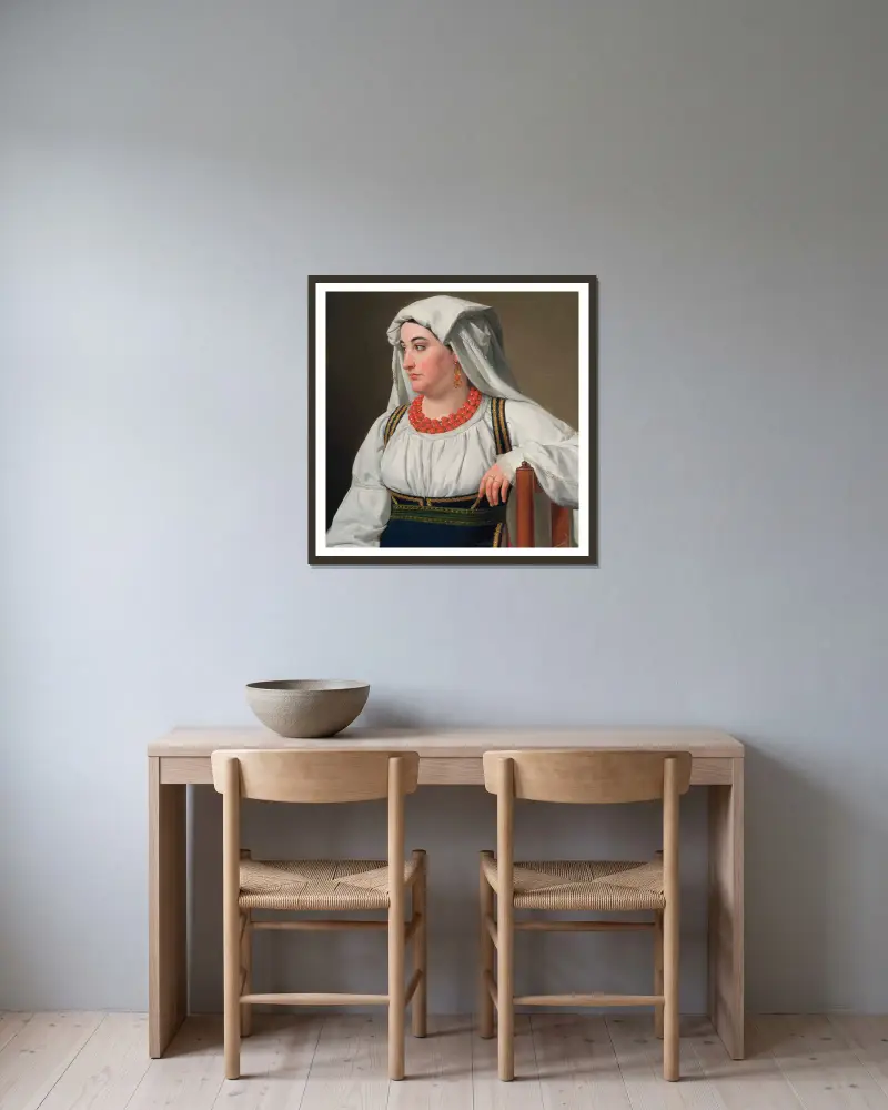 Una Ciociara, Portrait of a Roman Country Girl av Christoffer Wilhelm Eckersberg inramad på en vägg