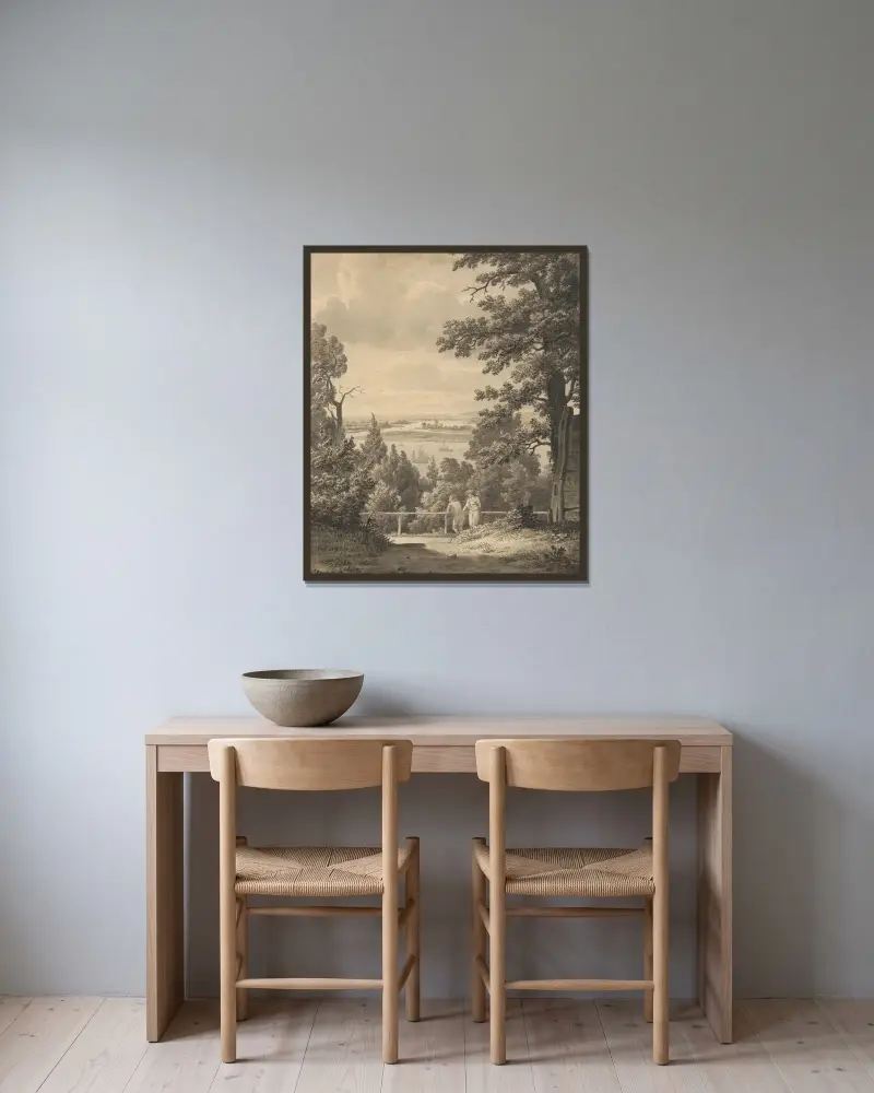 Utsikt från Altona över Elbe av Christoffer Wilhelm Eckersberg inramad på en vägg