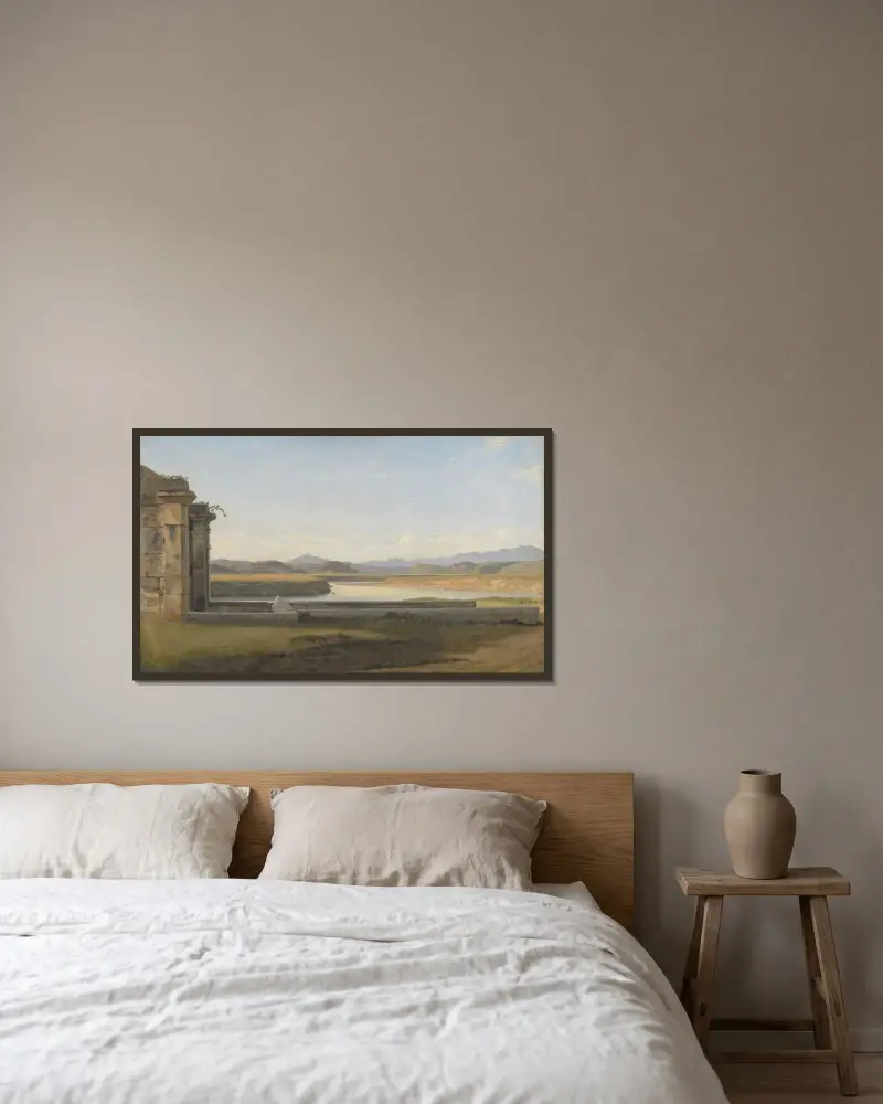 Utsikt från Fontana Acetosa, Rom av Christoffer Wilhelm Eckersberg inramad på en vägg
