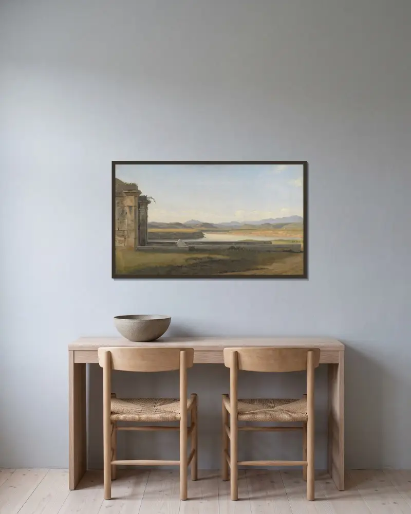 Utsikt från Fontana Acetosa, Rom av Christoffer Wilhelm Eckersberg inramad på en vägg