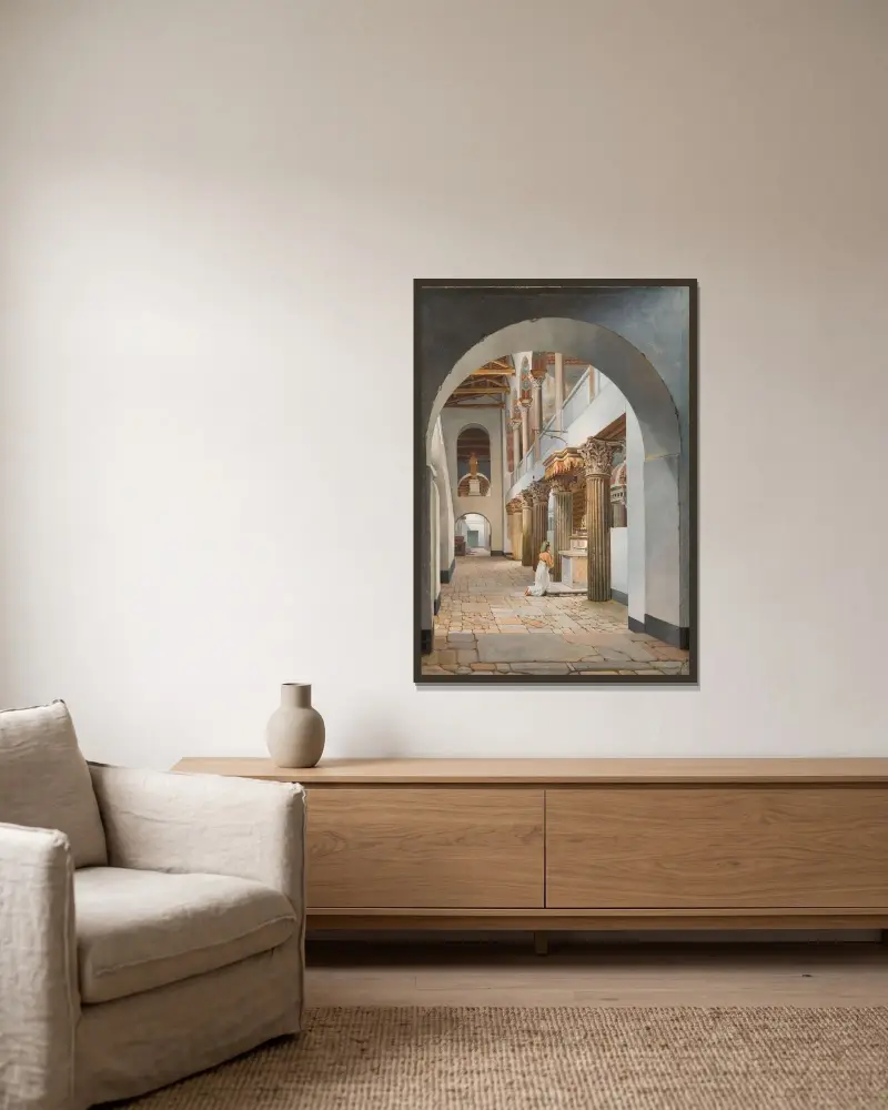 Blick auf die Kirche San Lorenzo fuori le Mura von Christoffer Wilhelm Eckersberg gerahmt an einer Wand