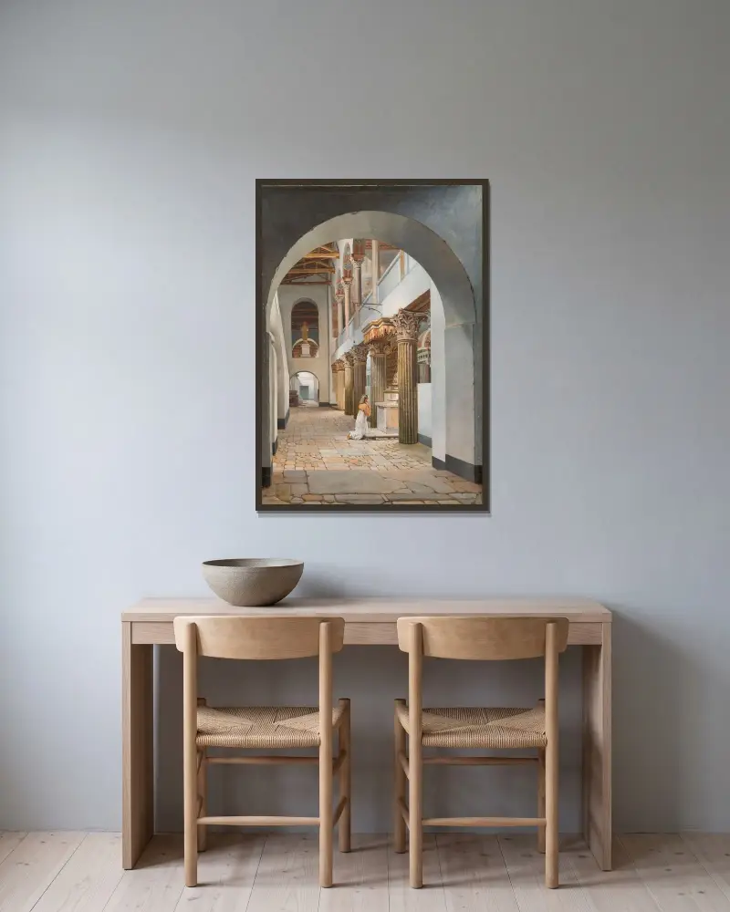 Blick auf die Kirche San Lorenzo fuori le Mura von Christoffer Wilhelm Eckersberg gerahmt an einer Wand