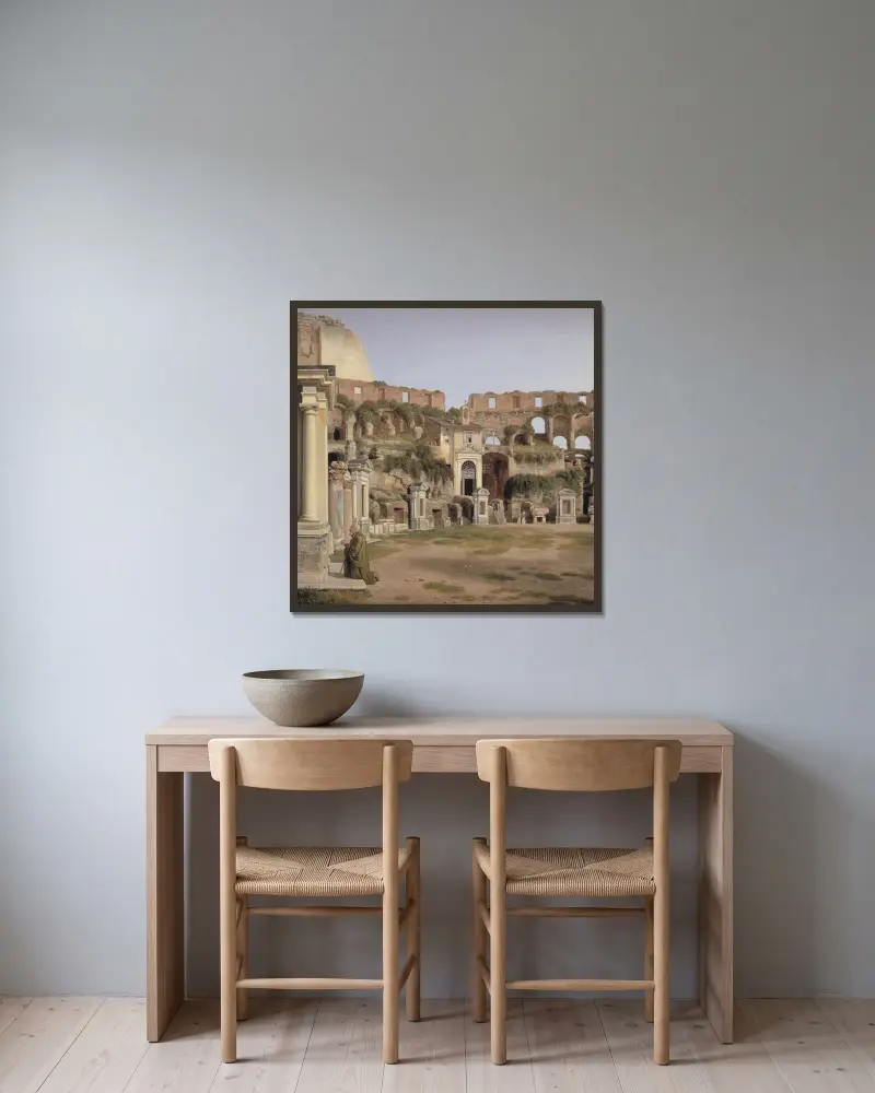 View of the Interior of the Colosseum av Christoffer Wilhelm Eckersberg inramad på en vägg