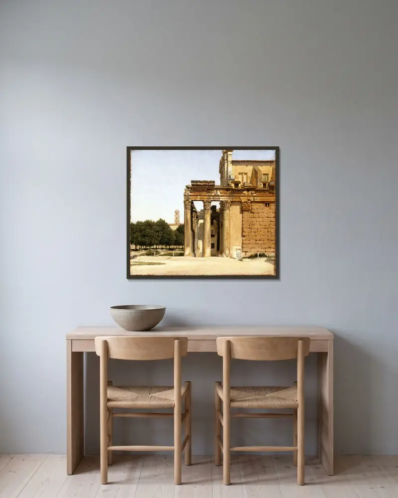 Utsikt över Via Sacra, Rom av Christoffer Wilhelm Eckersberg inramad på en vägg