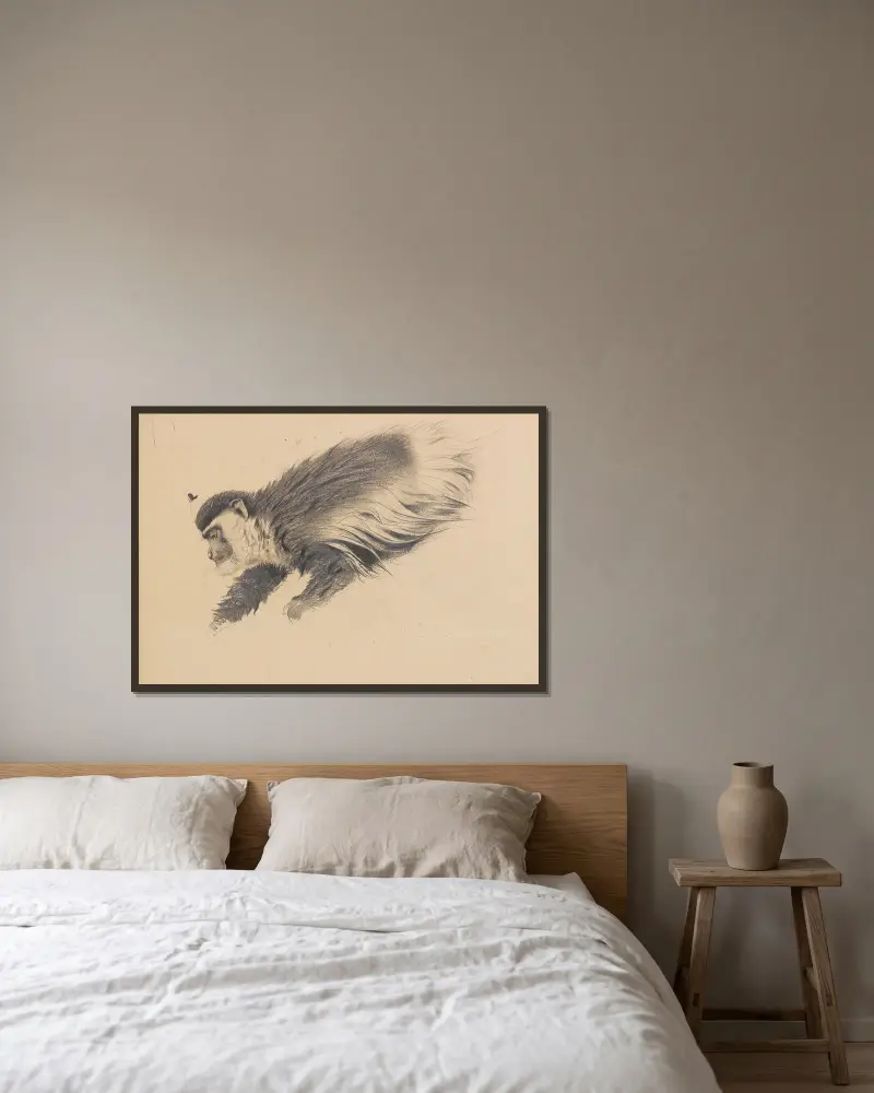 Afrikanischer Hundsaffe (Colobus guereza) av Wilhelm Kuhnert inramad på en vägg