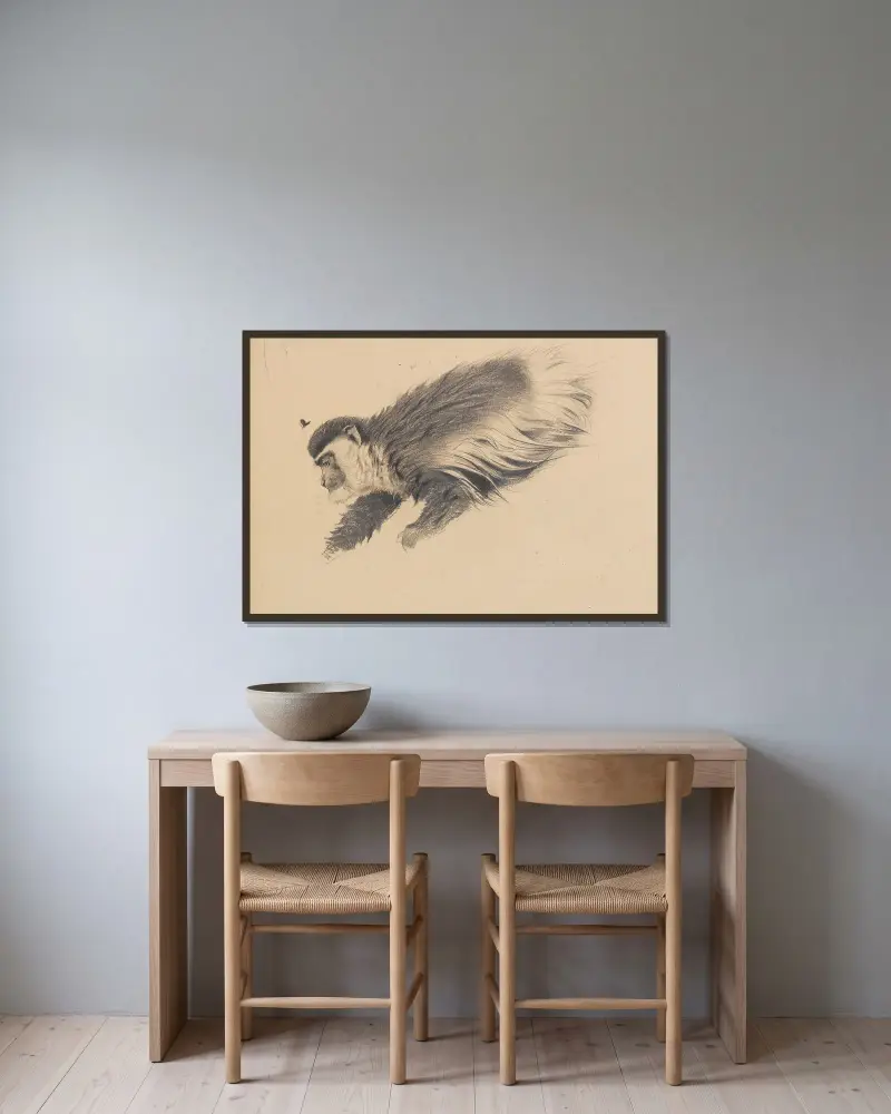 Afrikanischer Hundsaffe (Colobus guereza) av Wilhelm Kuhnert inramad på en vägg