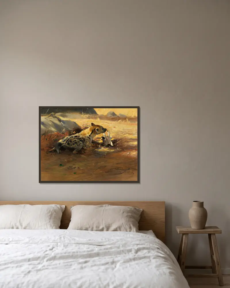 Hyena, Wilhelm Kuhnert v rámu na stěně