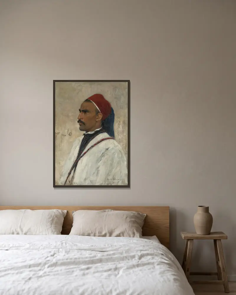 Portrait of an arab av Wilhelm Kuhnert inramad på en vägg