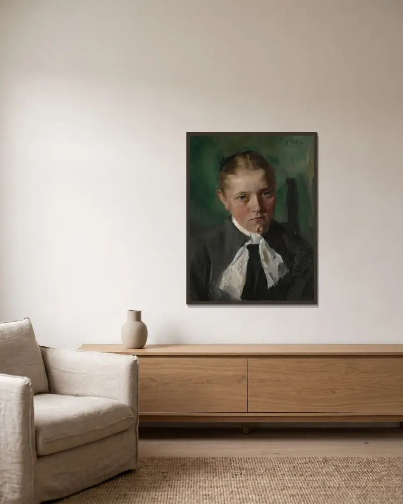 Venkovské děvče, Wilhelm Leibl v rámu na stěně