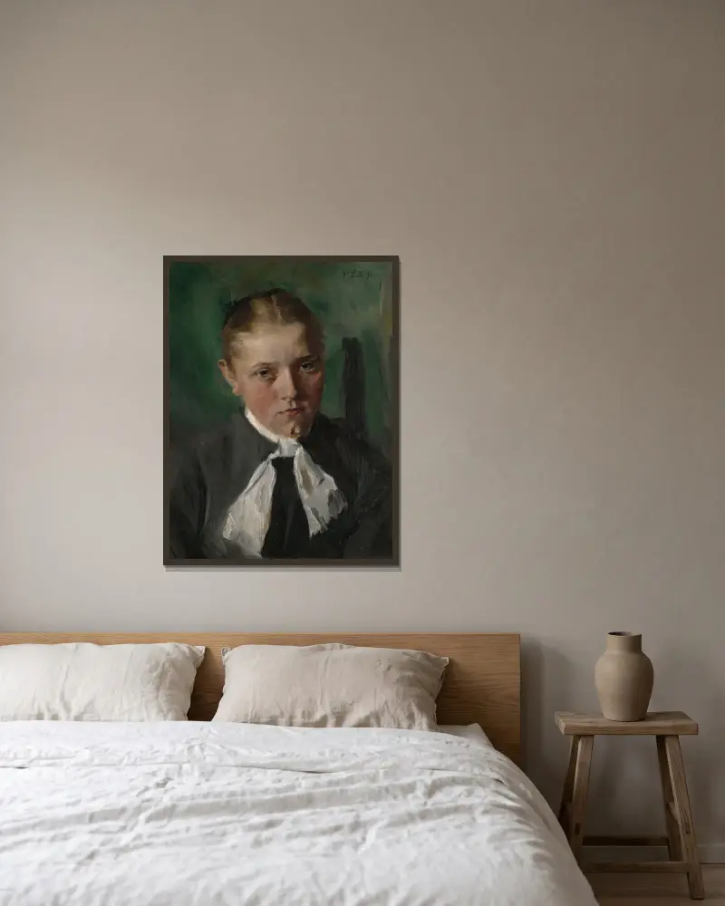 Venkovské děvče, Wilhelm Leibl v rámu na stěně