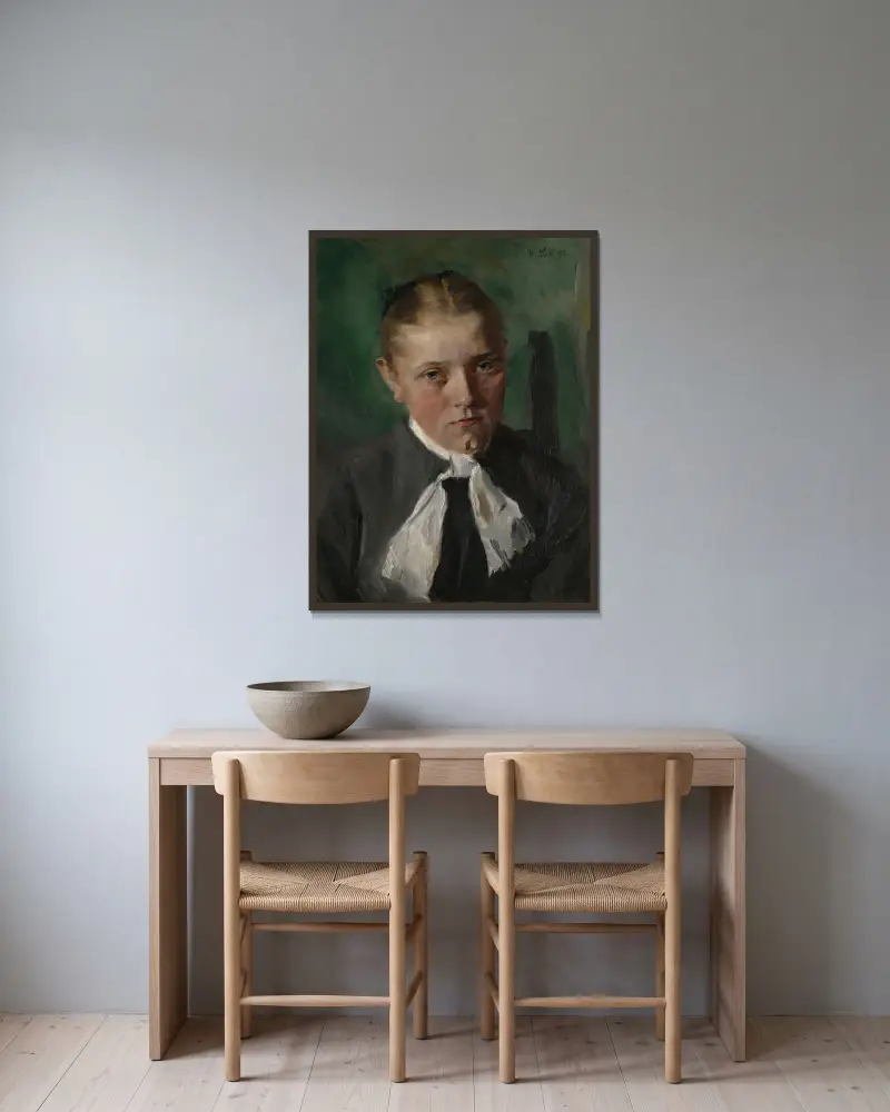 Venkovské děvče, Wilhelm Leibl v rámu na stěně