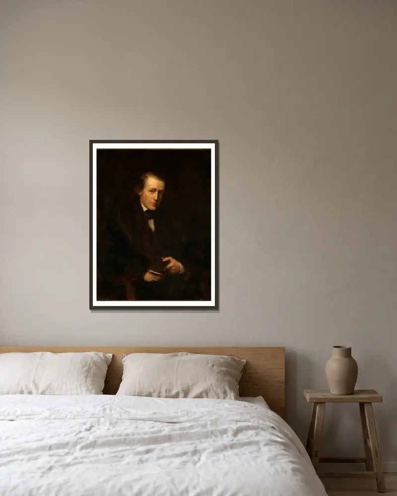 Bildnis Ernst Schoenlin av Wilhelm Leibl inramad på en vägg
