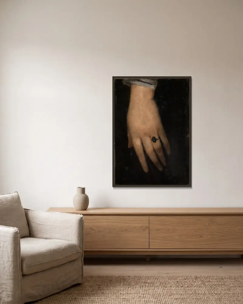 Linke Hand von Wilhelm Leibl gerahmt an einer Wand